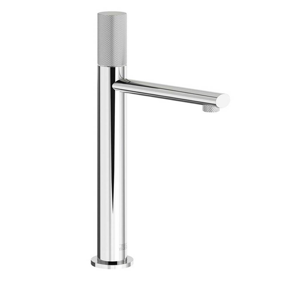 Monique's Bath ShowroomFranz ViegenerTall Vessel Height, Single Handle Luxury Lavatory Set, Knurling Cylinder Handle With Push-Down Pop-Up Drain Assembly (No Lift Rod)