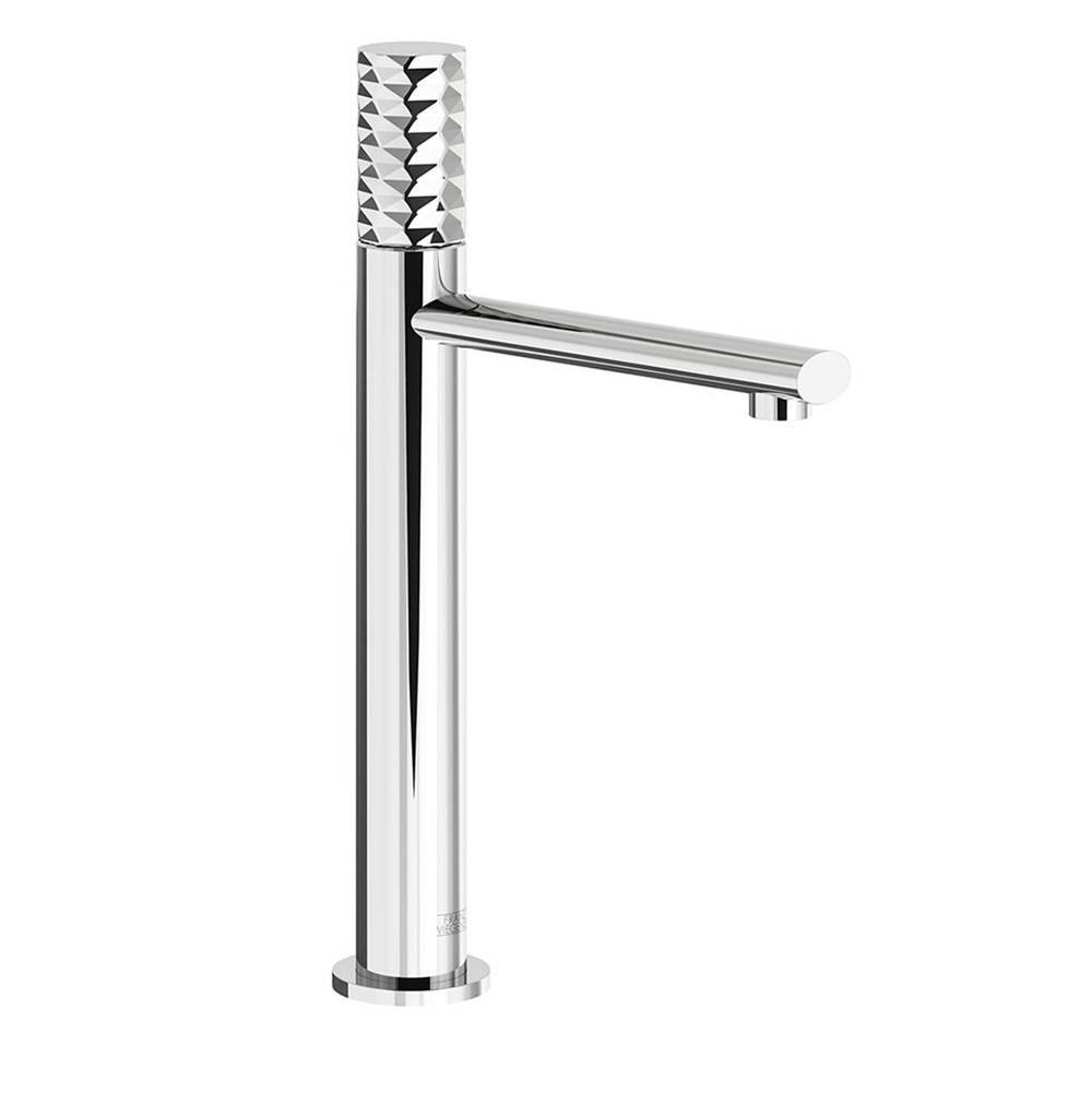 Monique's Bath ShowroomFranz ViegenerTall Vessel Height, Single Handle Luxury Lavatory Set, Diamond Cylinder Handle With Push-Down Pop-Up Drain Assembly (No Lift Rod
