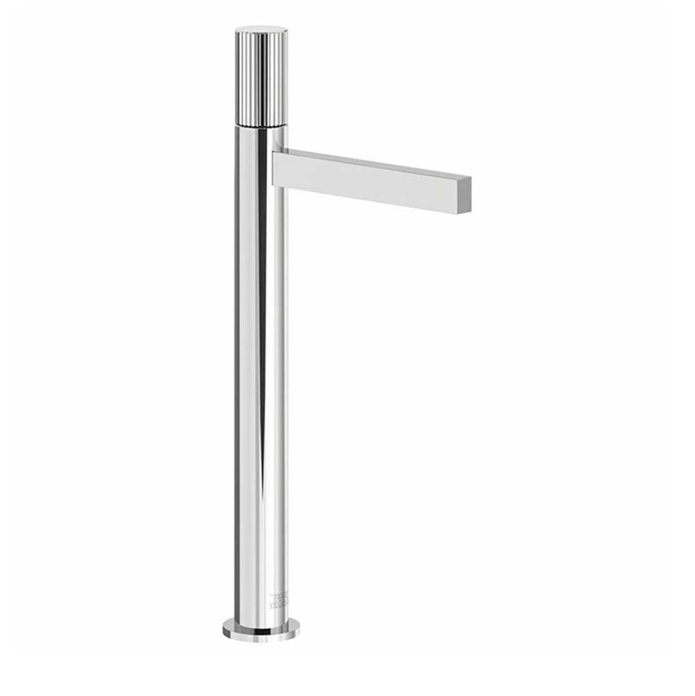 Monique's Bath ShowroomFranz ViegenerTall Vessel Height, Single Handle Luxury Lavatory Set, Vertical Lines Cylinder Handle, With Push-Down Pop-Up Drain Assembly (No Lift Rod)