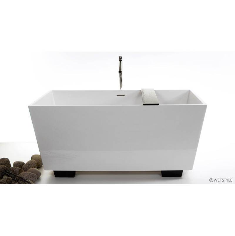 Monique's Bath ShowroomWETSTYLECube Bath 60 X 30 X 24.25 - Fs  - Built In Pc O/F & Drain - Wetmar Bio Feet Dark Brown - White True High Gloss